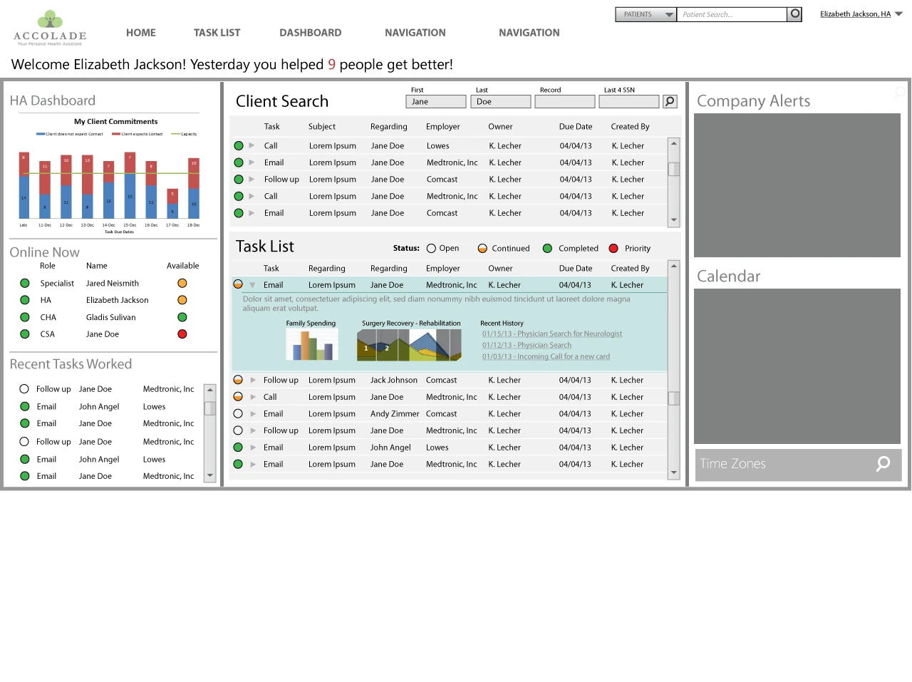 Member status, navigation and supporting detail.