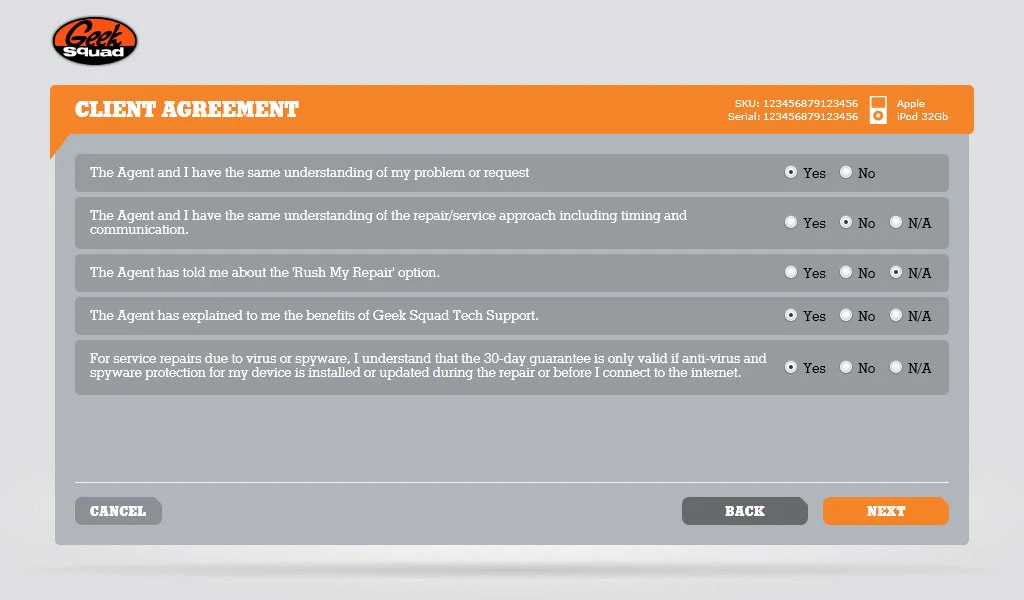Client agreement and consent decisions.