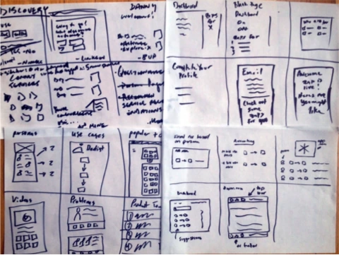 Early whiteboard and concept exploration.