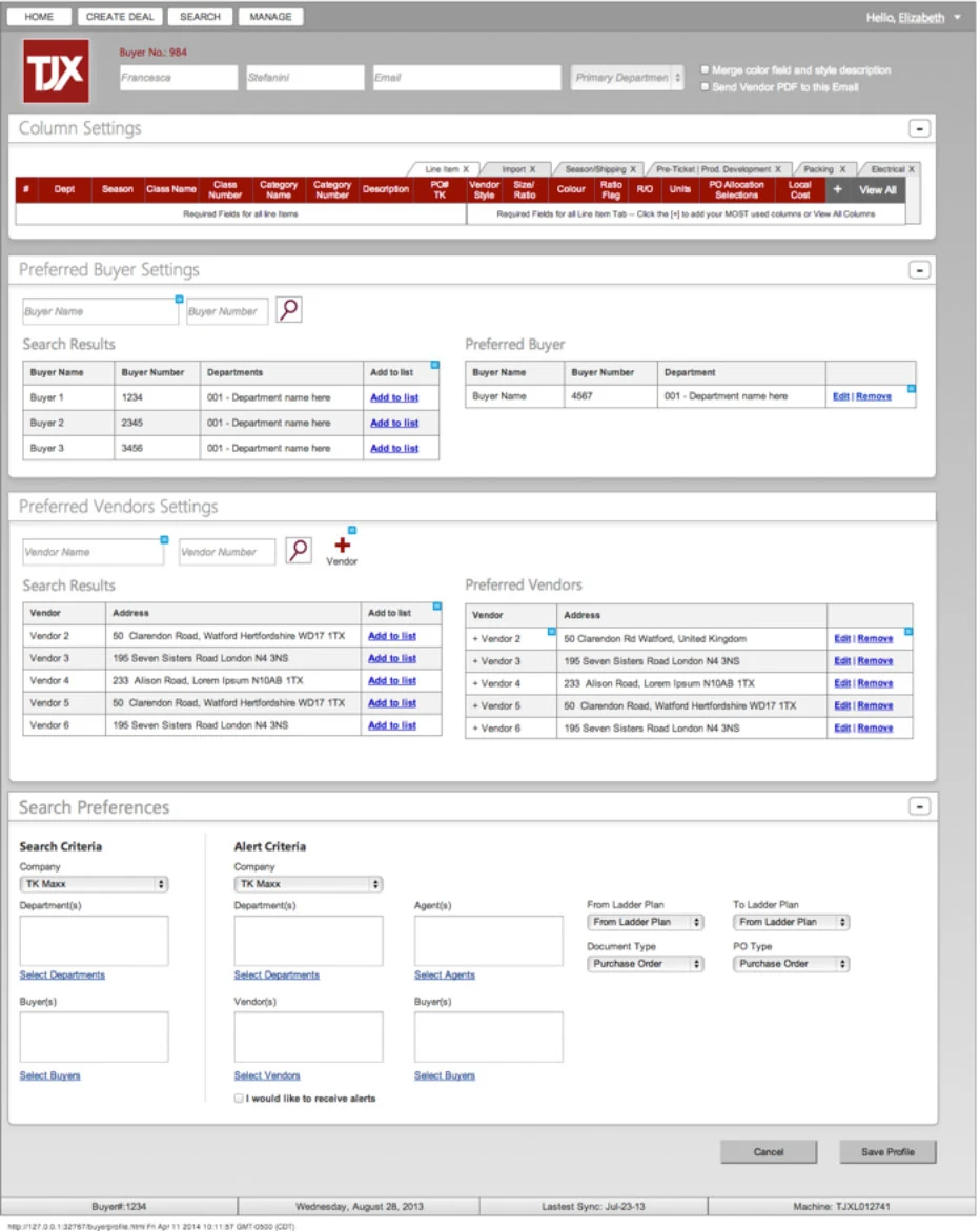Original buyer-line detail and purchasing structure.