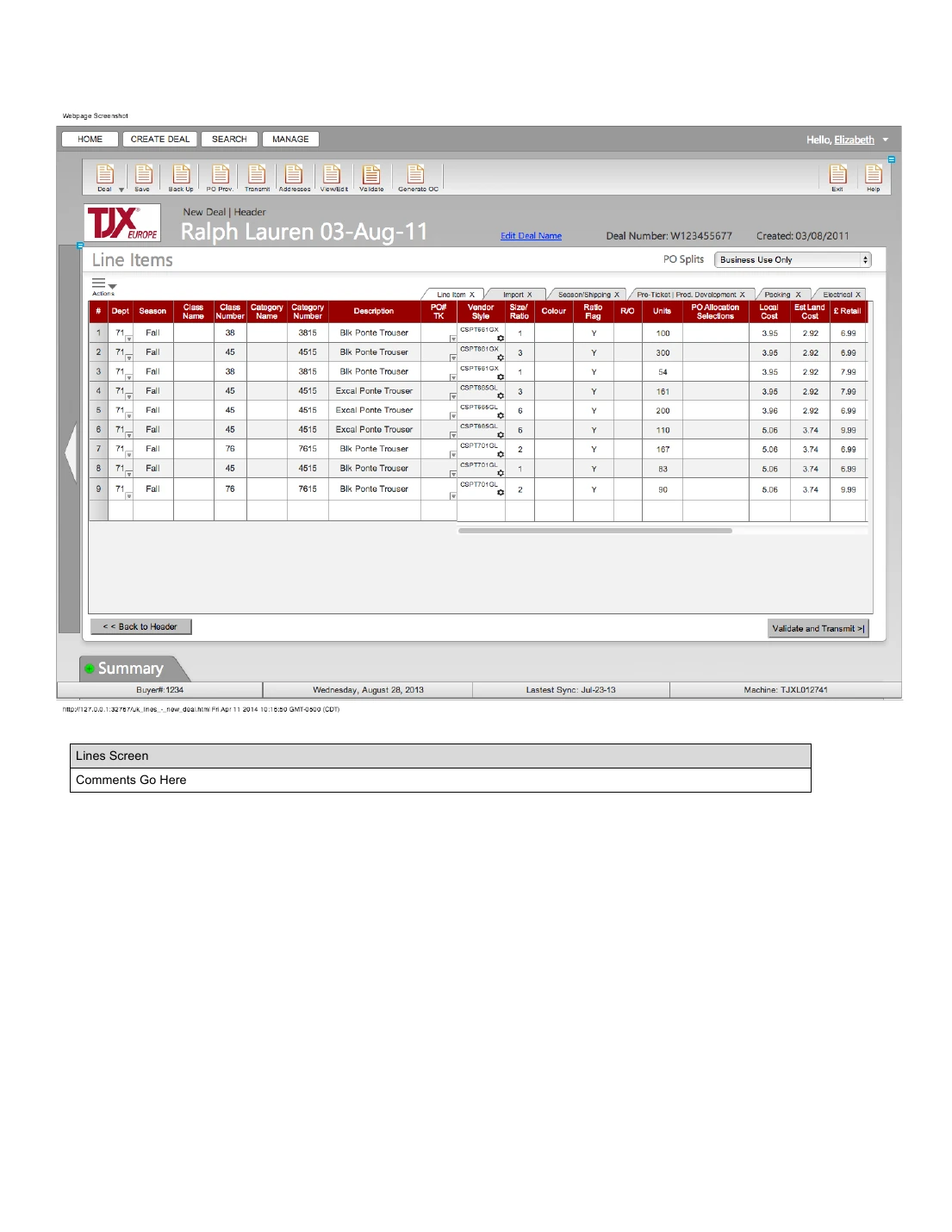 Line-level purchasing detail and editing.
