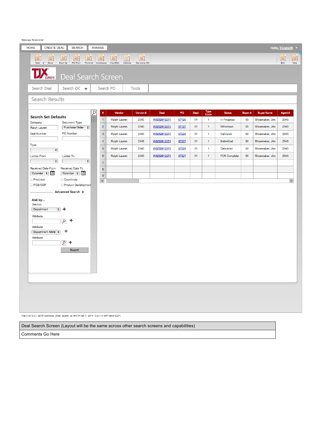 Search and retrieval across active deal records.