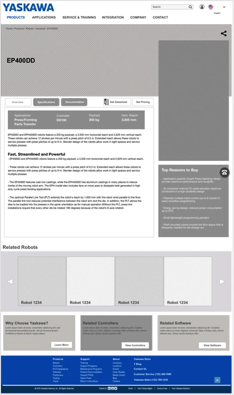 Product-detail wireframe and information hierarchy.
